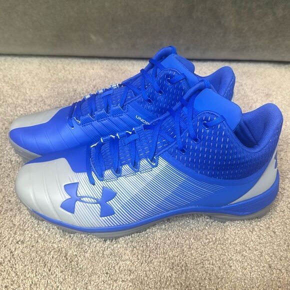 Under Armour Team Yard Mid TPU Blue Gray Baseball Cleats Size 12 3021513-401 NEW main image 8